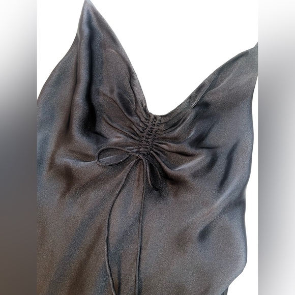 ALL SAINTS Slip Dress Drawstring Black Midi Sz 10 - Picture 6 of 11